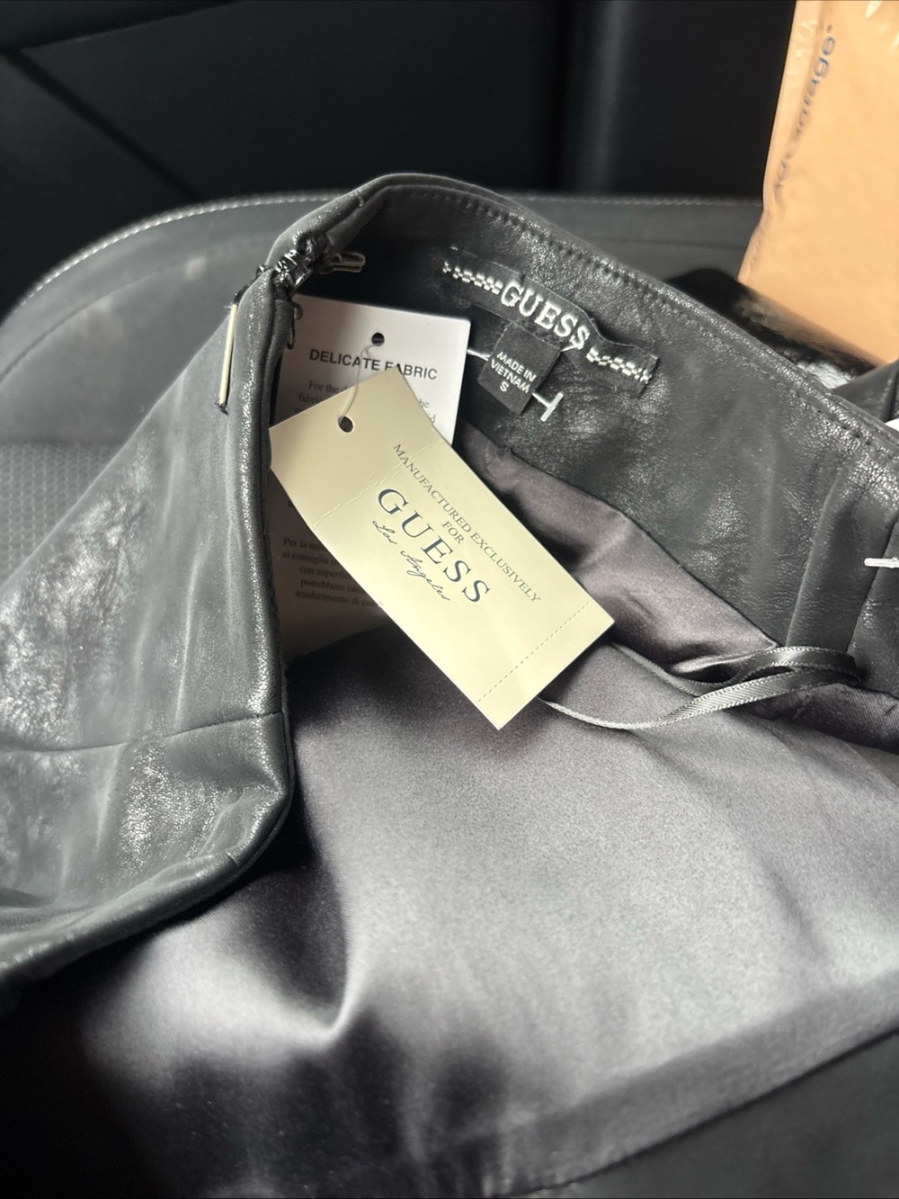 GUESS Black Faux Leather Shoulder Bag with Logo Tag